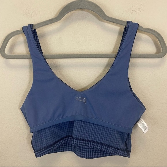 OFFLINE By Aerie Royal Navy Mini Houndstooth V-Neck Longline Sports Bra Size S - Picture 8 of 8